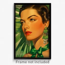 Mexican Movie Poster - Woman Feeling Focused, Zesty Green Bowtie (Art Print)