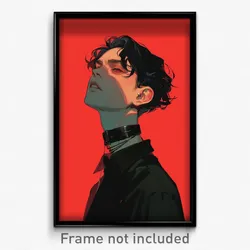 Art Poster - Boy Feeling Grief Wearing Shocking Black Choker