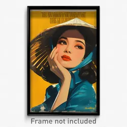 Vietnamese Movie Poster - Woman Feeling Self Confident, Zealous Blue (Art Print)