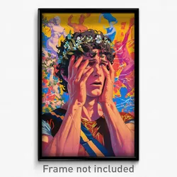 Greek Movie Poster - Boy Feeling Perplexed, Flashy Black Undershirt (Art Print)