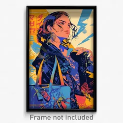 Movie Art Poster - Woman Feeling Offended, Adorable Blue Bag (Retro Film Print)