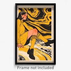 German Movie Poster - Woman Feeling Insecurity, Outlandish Yellow Socks (Print)
