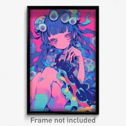 Anime Art Poster - Woman Feeling Bored, Feminine Egg Hair Ornament (Print)
