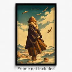 Icelandic Movie Poster - Woman Feeling Thankful, Ancient Checkered Dress (Print)