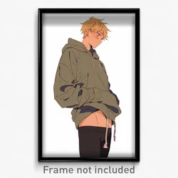 Anime Art Poster - Boy Feeling Uncertainty Wearing Baggy Leggings (Print)