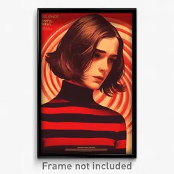 French Movie Poster - Girl Feeling Patience, Striped Red Sweater (Art Print)