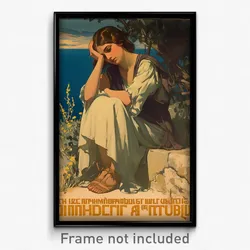 Greek Movie Poster - Girl Feeling Ambivalence, Handmade Long Dress (Art Print)