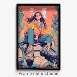 Movie Art Poster - Girl Feeling Glumness, Orderly Yoga Pants (Retro Film Print)