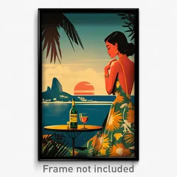 Brazilian Movie Poster - Girl Feeling Gratitude, Quirky Cocktail Dress (Print)
