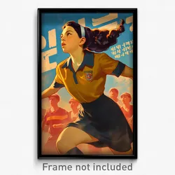 Hebrew Movie Poster - Woman Feeling Epiphany, Studious Champion Uniform (Print)
