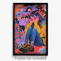 Anime Art Poster - Girl Feeling Neglect Wearing Notable Jeans (Print)