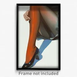 Art Poster - Woman Feeling Self Understanding, Striking Shiny Legwear (Print)