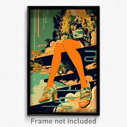 Icelandic Movie Poster - Girl Feeling Careless, Advanced Orange Legwear (Print)
