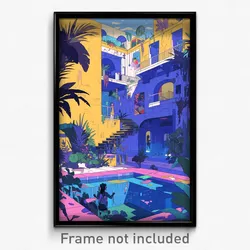 Art Poster - Cool Retreat (Psychedelic Trippy Weird 11x17 Cartoon Print)