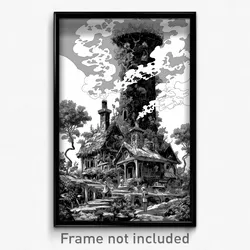 Art Poster - Remote Chimney (Psychedelic Trippy Weird 11x17 Cartoon Print)