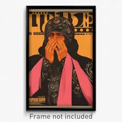 Russian Movie Poster - Man Feeling Stuck, Mysterious Pink Cape (Art Print)