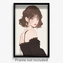 Art Poster - Girl Feeling Thankful Wearing Acrobatic Crescent Earrings (Print)