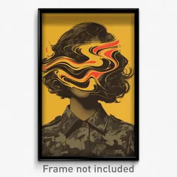 Brazilian Movie Poster - Woman Feeling Agitation, Gray Camouflage Jacket (Print)