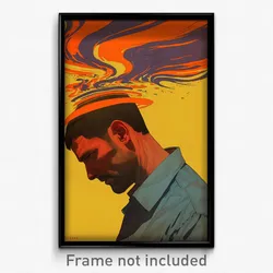 Greek Movie Poster - Man Feeling Gloomy, Purple Orange Ribbon (Greece Art Print)