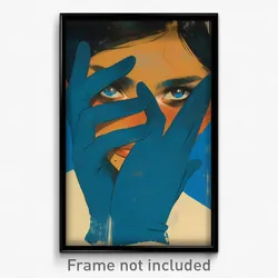 Icelandic Movie Poster - Woman Feeling Guilt, Animated Blue Gloves (Art Print)