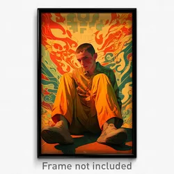 Greek Movie Poster - Boy Feeling Anger, Lively Orange Legwear (Greece Art Print)