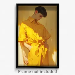 Art Poster - Man Feeling Miserable Wearing Zealous Yellow Dress (Print)