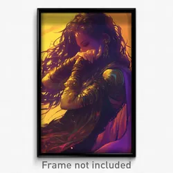 Art Poster - Woman Feeling Vicious Wearing Small Yellow Sleeves (Art Print)