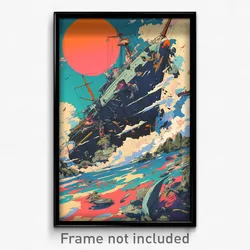 Art Poster - Coarse Shipwreck (Psychedelic Trippy Weird 11x17 Cartoon Print)