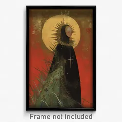 Art Poster - Woman Feeling Enlightened Wearing Fancy Spiked Collar (Print)