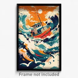 Spanish Movie Poster - Cute Boat (Spain Psychedelic Trippy Art Retro Film Print)
