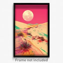 Art Poster - Pink Dunes (Psychedelic Trippy Weird 11x17 Print)