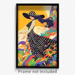 Art Poster - Girl Feeling Epiphany Wearing Classic Polka Dot Dress (Art Print)