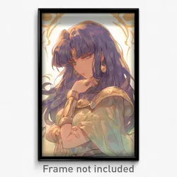 Anime Art Poster - Woman Feeling Miserliness, Mysterious Gold Trim (Print)