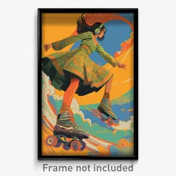 Bollywood Movie Poster - Girl Feeling Coercive, Taut Roller Skates (Art Print)