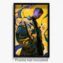 Art Poster - Man Feeling Intrigued Wearing Spherical Military Jacket (Print)