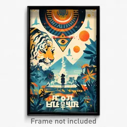 Hebrew Movie Poster - Blue Zoo (Israel Psychedelic Trippy Art Retro Film Print)