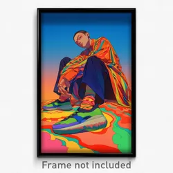 Anime Art Poster - Man Feeling Tired, Lively Multicolored Footwear (Print)