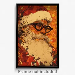 Art Poster - Man Feeling Friendliness Wearing Silly Santa Hat (Print)
