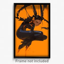 Anime Art Poster - Girl Feeling Epiphany Wearing Acrobatic Black Suit (Print)