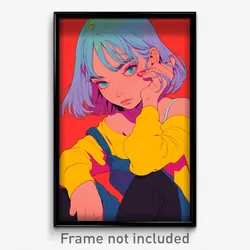 Art Poster - Girl Feeling Grumpiness Wearing Valuable Multicolored (Print)
