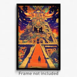 Mexican Movie Poster - Orange Longhouse (Mexico Retro Film Art Print)