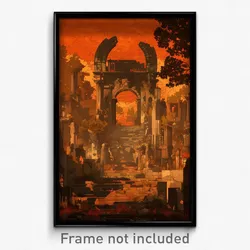 Art Poster - Barren Temple (Psychedelic Trippy Weird 11x17 Cartoon Print)