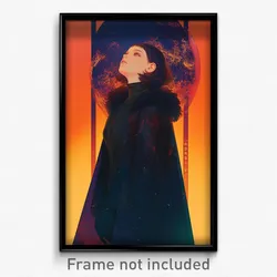 Movie Art Poster - Girl Feeling Unsettled, Glamorous Fur Trimmed Cape (Print)