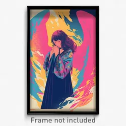 Hebrew Movie Poster - Girl Feeling Pessimism, Pink Large Wings (Art Print)