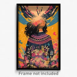 Mexican Movie Poster - Girl Feeling Enchanted, Wavy Dress Flower (Art Print)