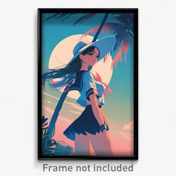 Movie Art Poster - Girl Feeling Gratitude, Bulky Sailor Hat (Retro Film Print)