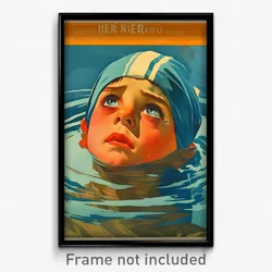 German Movie Poster - Boy Feeling Woe, Buoyant Aqua Headwear (Germany Art Print)