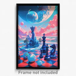 Movie Art Poster - Blissful Chess (Psychedelic Trippy Retro Cartoon Film Print)