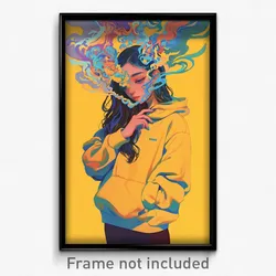 Art Poster - Woman Feeling Politeness, Immaculate Yellow Hoodie (Art Print)
