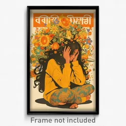 Bollywood Movie Poster - Girl Feeling Glee, Quirky Orange Hoodie (Art Print)